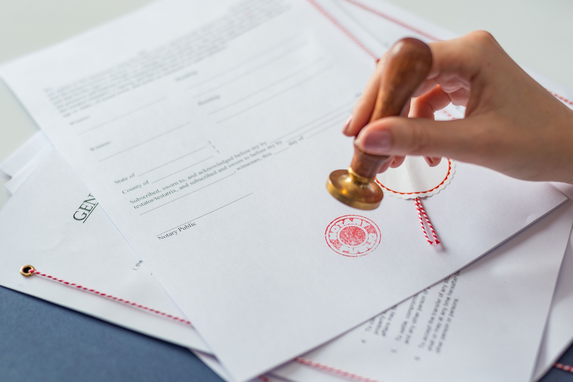 Notary public document certification